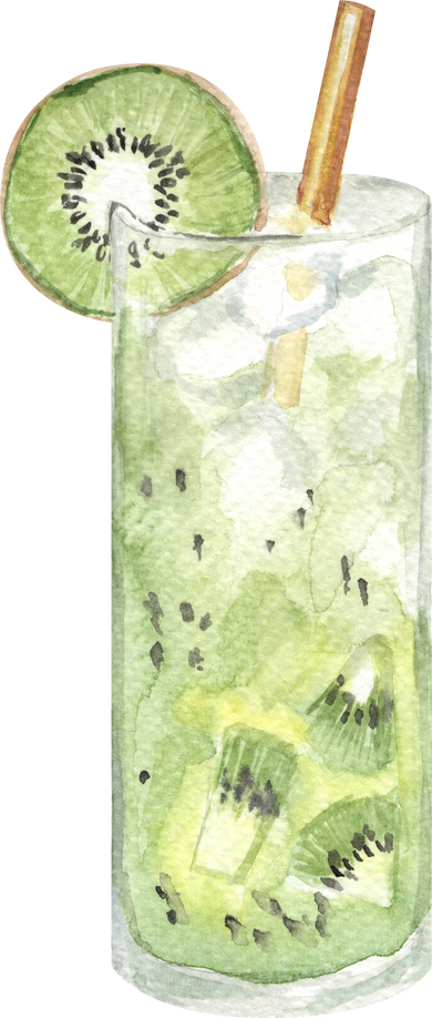 Watercolor green kiwi cocktail