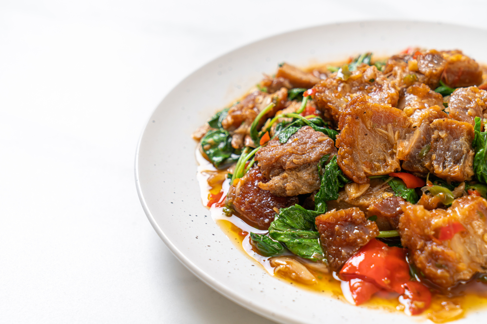 Stir-Fried Crispy Pork Belly and Basil