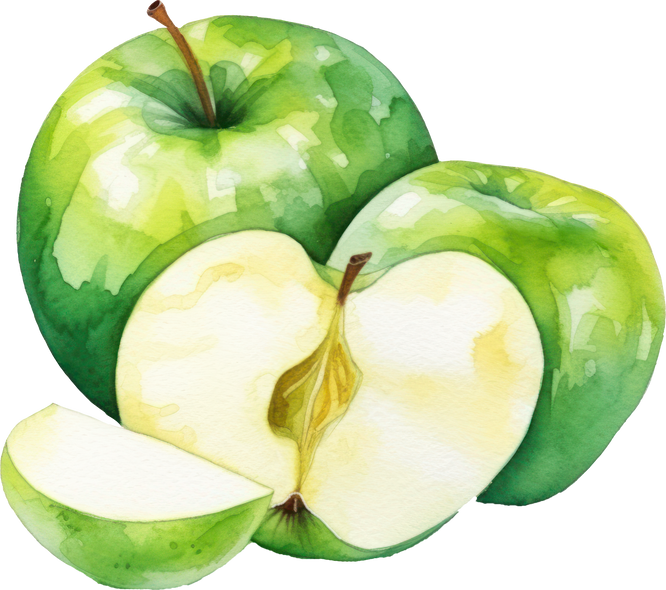 Green Apple Watercolor Illustration