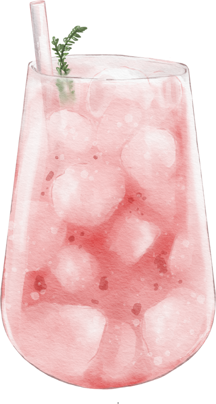 Watercolor strawberry soda  watercolor illustration isolated element