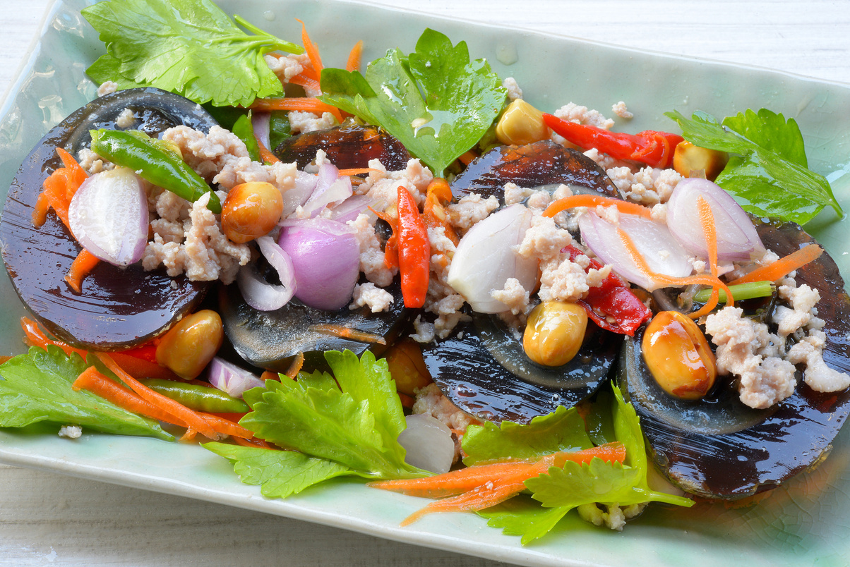 Preserved egg spicy salad.