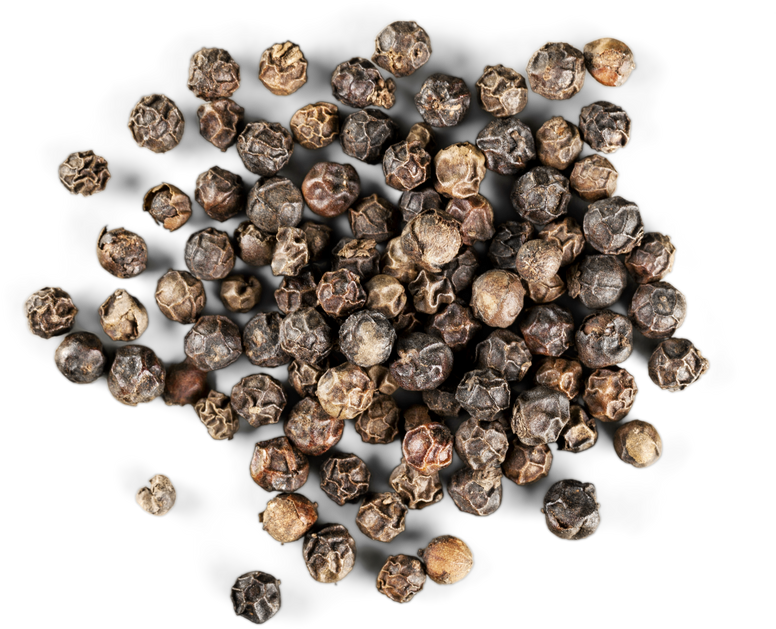 Black Peppercorns Isolated on White Background